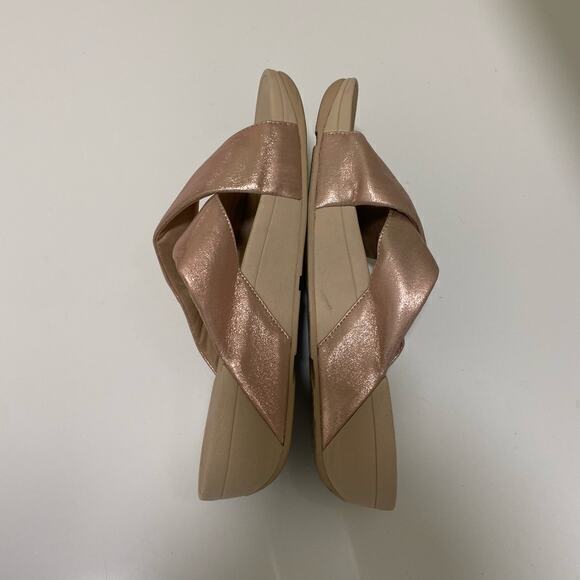 FitFlop Lulu Cross Slide Sandals Rose Gold‎ Size 10 - Picture 7 of 7